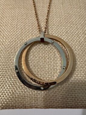 Henri Bendel Long Two-Tone Silver and Rose Goldtone Double Circle Necklace